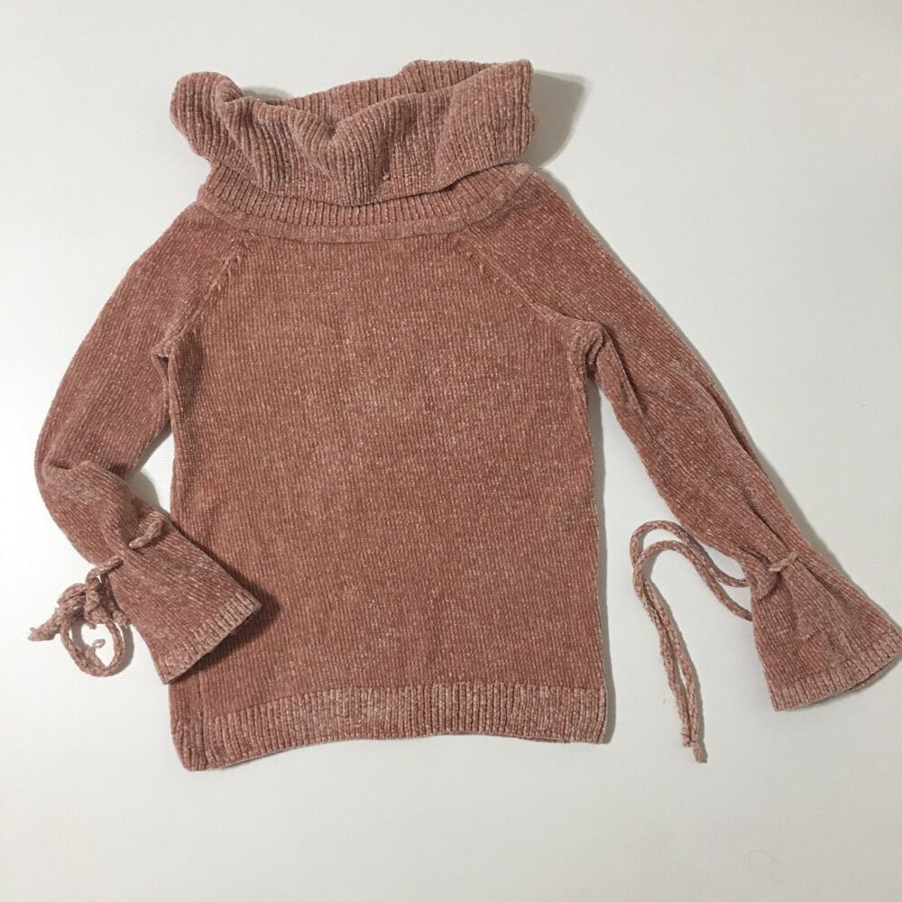 LC Lauren Conrad Womens Sweater Medium Pink Fuzzy LS Sz M